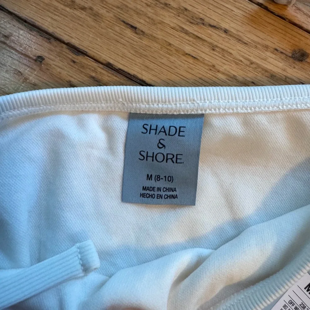 Shade & Shore Girls Ribbed Side Tie Bikini Bottom Off White Medium 8-10